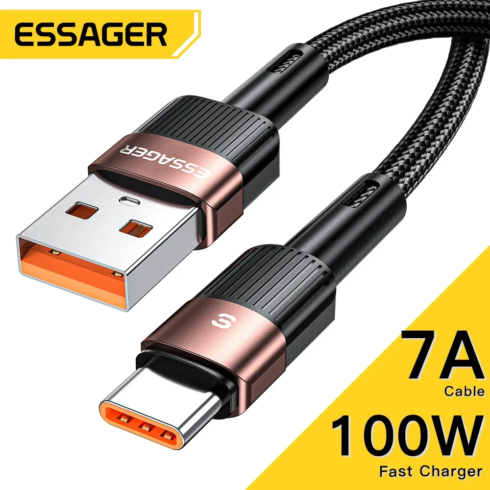 Essager 7A USB 유형 C 케이블 Realme 화웨이 P30 Pro 66W 빠른 충전 와이어 USB-C 충전기 데이터 코드 삼성 Oneplus Poco F3 필수템