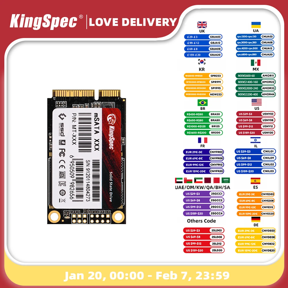 KingSpec mSATA SSD 128gb 256gb 512GB mSATA SSD 1 테라바이트 2 테라바이트 HDD 데스크탑 3x5cm 내부 솔리드 스테이트 하드 드라이브 Hp 노트북 Best