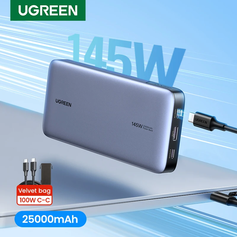 UGREEN 140W 전원 은행 휴대용 25000mAh PD 빠른 충전 PowerBank 노트북 노트북 Xiaomi 13 빠른 충전 외부 배터리 비교