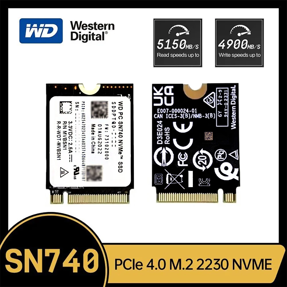 웨스턴 디지털 WD SN740 1TB 2TB SSD M.2 2230 Gen4 PCIe 4.0 X4 NVMe 솔리드 스테이트 드라이브 가격비교